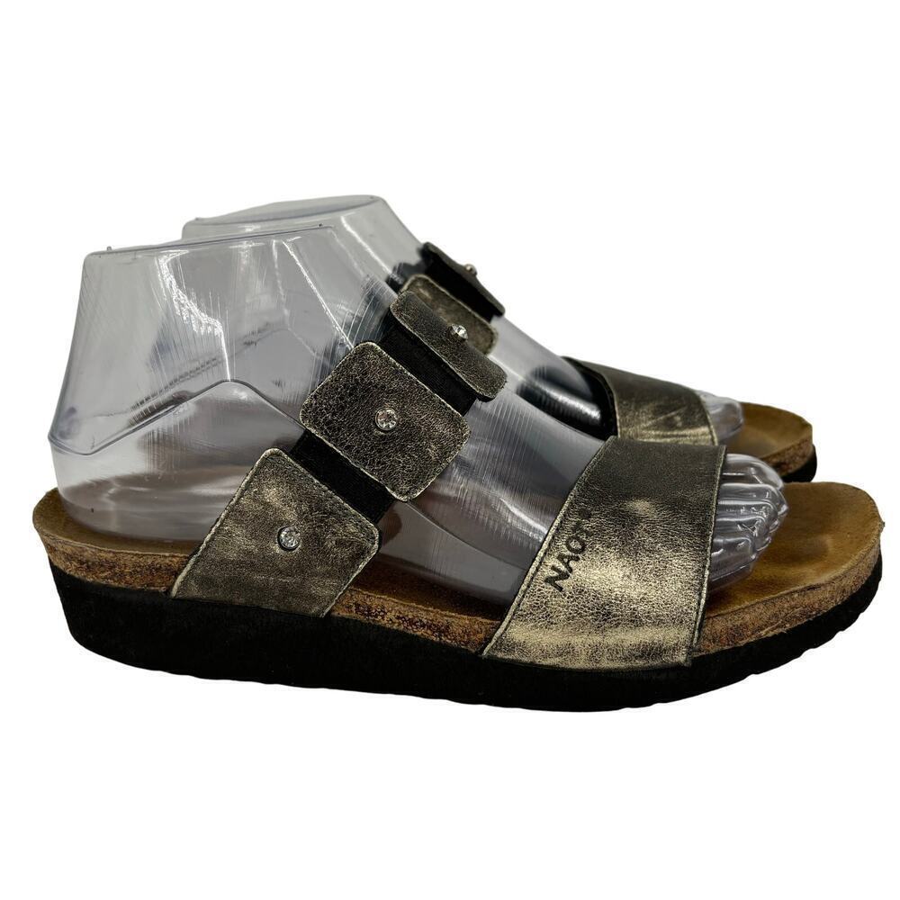 Naot Ashley Slide Sandals Eu 39 Bronze Metallic Leather Embellished Rhinestone
